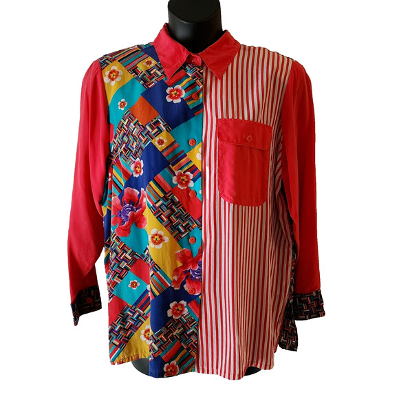 Colorful Patchwork Blouse - Picture 1 of 11